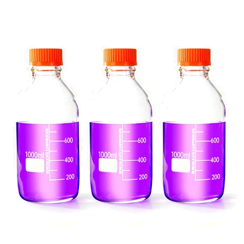 BKMAMLAB 1000ml Round Media Storage Bottles with GL45 Screw Cap Borosilicate Glass Maximum temperature 249.8°F Pack of 3