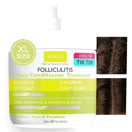 Rida Hair Research Institute Folliculitis Conditioner, Seborrheic Dermatitis Conditioner, Dandruff Treatment, Scalp Psoriasis Treatment, Relief From Itchy Dry Scalp and Promotes Healthy and Nourished Hair