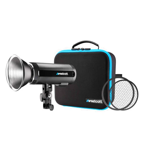 Westcott FJ200 Round Head Pocket Strobe with 1.3 sec. Recycle Time, TTL, HSS and Includes Tilter Bracket, 30-Degree Honeycomb Grid with Gel Clip and Travel Case