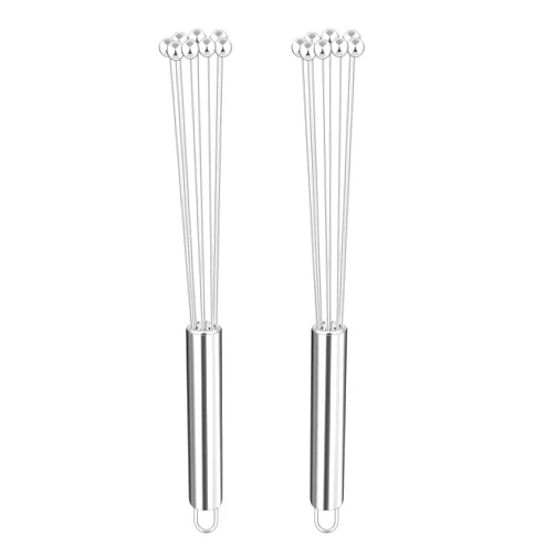 Salbsever 2 Pieces Mini Ball Whisk Stainless Steel Whisk Balls Manual Egg Whisk Set for Cooking10 Inch Spherical Egg Beaters Kitchen Wire Whisk Suitable for Cream Sauces Blending Stirring Mixing Ingredients