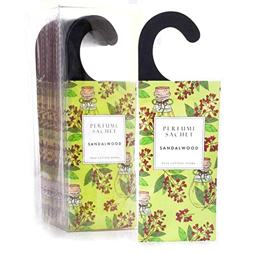 ROSE COTTAGE 12Packs Sandalwood Hanging Potpourri Bags Natural Air Freshener Closet Fresheners Sachets Air Deodorizer