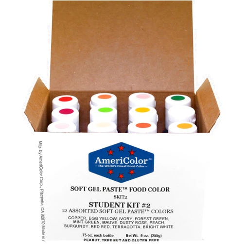 AmeriColor Food Coloring AmeriColor Student - Kit 2 12 .75 Ounce Bottles Soft Gel Paste Colors