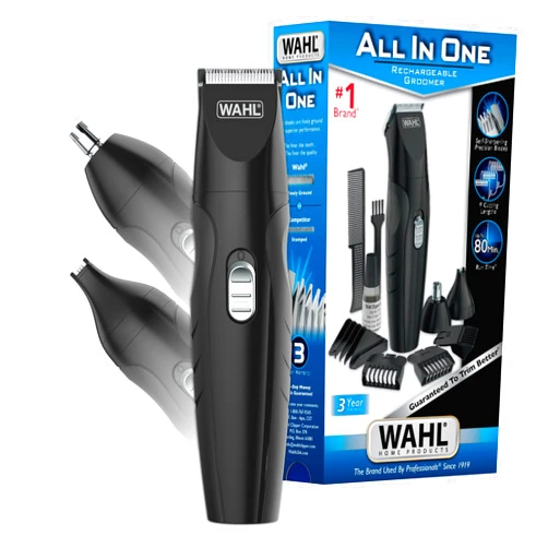 Wahl All-in-One Cordless Rechargeable Electric Ear/Nose, Detail, and Beard Trimmer for Men – Mustache, Ear & Nose Hair, and Light Detail Grooming - Model 9685-200