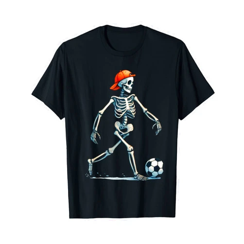Skeleton Soccer Halloween Boys Tees Skeleton Soccer Halloween Costume Funny Men Boys Kids Tee T-Shirt