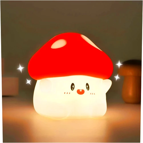 Daixinde Mushroom Silicone Lamp, Cute Hug Mushroom Night Light with Timer, Squishy Dimmable Light for Baby Nursery, Rechargeable LED Portable Touch Nightlight, Kawaii Room Desk Decor, Christmas Gifts