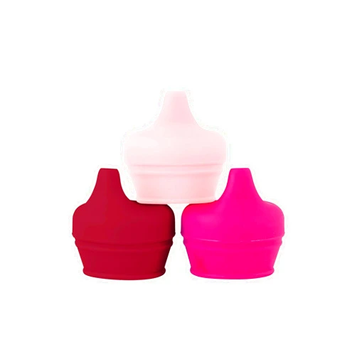 Boon Snug Silicone Sippy Cup Lids - Convert Any Kids Cups or Toddler Cups into Soft Spout Sippy Cups - Toddler Feeding Supplies and Travel Essentials - Pink - 3 Count