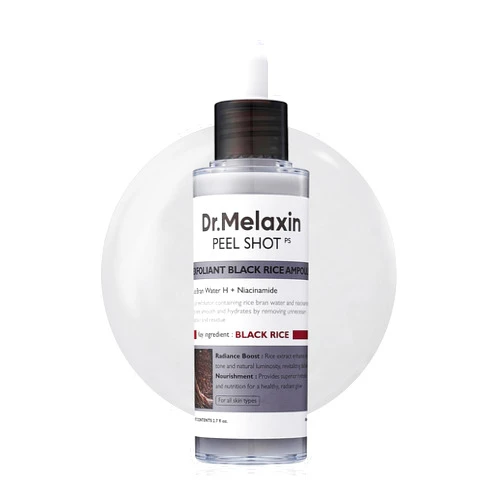 Dr.Melaxin Peel Shot Glow Black Rice Peeling Ampoule 80ml Daily Soft Exfoliating Face and Body Scrub Dead Skin Cells Remover for All Skin Types korean skin care