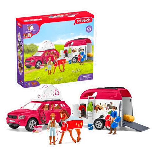 Schleich Horse Club — Horse Adventures with Car and Trailer Horse Play Set, 110 Piece Set of Horse Toys for Girls and Boys Ages 5+