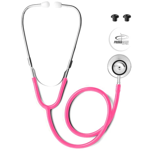 Primacare DS-9290-PK Adult Size 22 Inch Stethoscope for Diagnostics and Screening Instruments, Lightweight and Aluminum Double Head Flexible Stethoscope, Pink