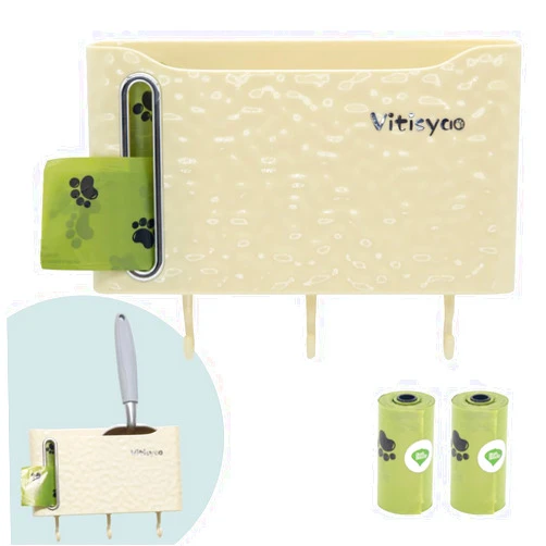 Vitisyao Universal Cat Litter Scoop Holder with Bags, Scooper Caddy Works with Most Cat Litter Scoops, Scoop Holder Storage for Cat Litter Box (Litter Scoop Not Included)