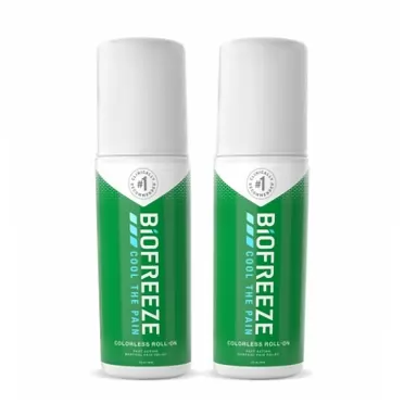 Biofreeze 13868 Pain Relief Roll-On, 3 oz. Colorless Roll-On, Fast Acting, Long Lasting, & Powerful Topical Pain Reliever, Pack of 2 (Packaging May Vary)