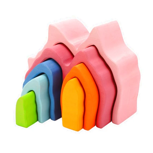 Bognajin 7Pcs Wooden Blocks Coral Reef Element Stacker Toys for Children Early Educational Wooden Toys