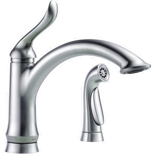 Delta Faucet Linden Single-Handle Kitchen Faucet with Side Sprayer, Brushed Nickel Kitchen Sink Faucet, Kitchen Faucet with Sprayer, Arctic Stainless 4453-AR-DST