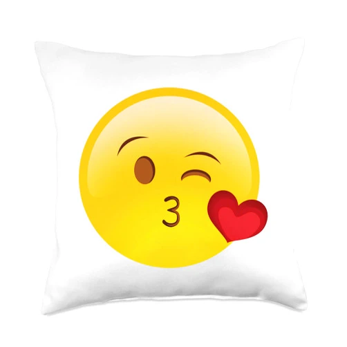 Proud Funny Sarcasm Phone Characters Emoticon R Us Wink Face Puckered Lips Blowing A Kiss Funny Throw Pillow, 18x18, Multicolor