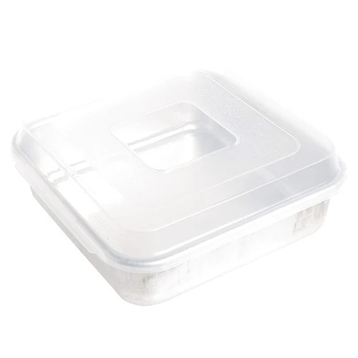 Nordic Ware Natural Aluminum Commercial Square Cake Pan with Lid, Exterior 9.88 x 9.88 Inches