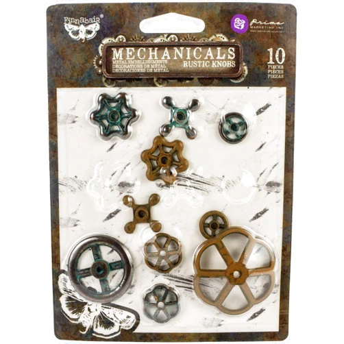 PRIMA MARKETING INC Prima Marketing Finnabair Mechanicals Metal Embellishments-Rusty Knobs 10/Pkg