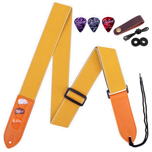 BestSounds Guitar Strap- Acoustic Electric Starp Bass Guitar Strap with Leather Neck Strap,3 Picks & 2 Button Blocks