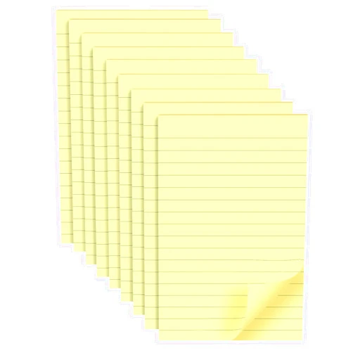 YEECOK 9 Pads Lined Sticky Notes 4x6 inch Post, Canary Yellow, Clean Removal, Self-Stick Pads, Large Sticky Notes Easily Used for Home, Office, School, 40 Sheets/Pad