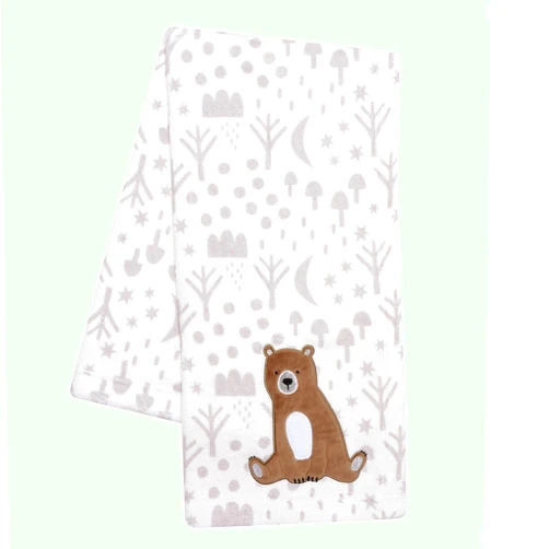 Bedtime Originals Sleepytime Bear White/Brown Soft Fleece Baby Blanket