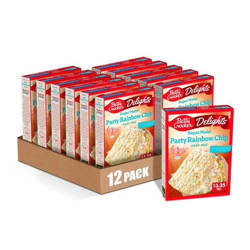 Betty Crocker Delights Super Moist Party Rainbow Chip Cake Mix, 13.25 oz. (Pack of 12)