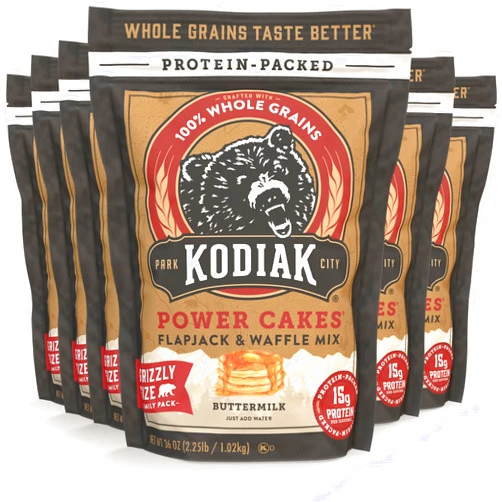 Kodiak Cakes Kodiak Grizzly Size Power Cakes Mix, Buttermilk, High Protein,100% Whole Grains (Pack of 6 Bags)