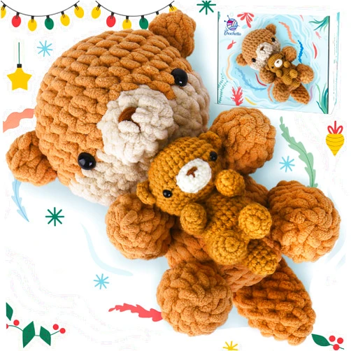 Crochetta Crochet Kit for Beginners, Crochet Starter Kit w Step-by-Step Video Tutorials, Beginner Crochet Kit for Adults Kids Women Men Complete Kit Included (Otter Mom and Baby)