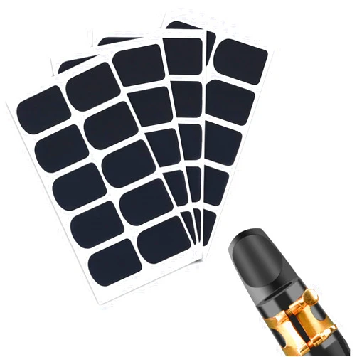 PEUTIER 40pcs 0.8mm Thick Saxophone Mouthpiece Pads, Rubber Mouthpiece Cushions Protector Clarinet Mouthpiece Pads Alto Sax Patches for Soprano Alto Tenor Saxophone Clarinet(Black)
