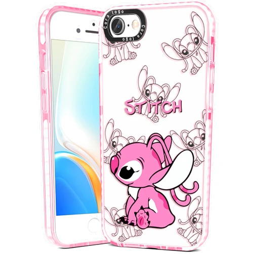 Coralogo for iPhone SE 2022/SE 2020/8/7/6/6S Case Cute Cartoon Character Cover Kawaii Girly Girls Boys Bumper Kiss Stih Couple Phone Cases Clear Design for iPhone SE2022/SE2020/8/7/6 4.7