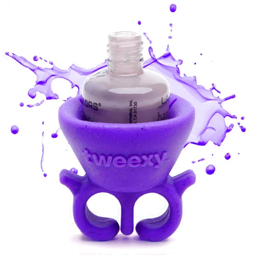 tweexy Wearable Nail Polish Holder Ring - Nail Polish Bottle Holder for Easy Application | Perfect for Fingernail Painting, Manicure & Pedicure | Nail Polish Accessories (Purple Crush)