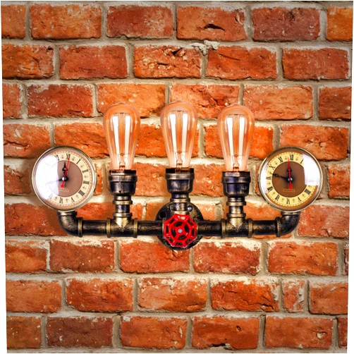 LMSOD 3 Lights Water Tube Wall Sconce, Retro Industrial Steampunk Wall Light Fixture in Antique Bronze