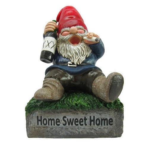 World of Wonders Gifts World of Wonders Grass is Always Greener Drunken Garden Gnome Staue | Fairy Garden Home Sweet Home Yard Sign | Garden Outdoor Decor - 5.8