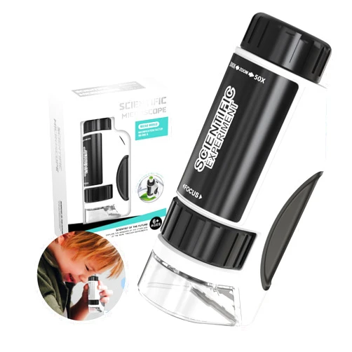 HOPOLEWE Kids Microscope, Up to 300x Pocket Mini Scope, Portable Handheld Mini Scope Your Scientist Miniscope, 2025 Newly Design, Toys for Kids, Mini Scope Gift for Kids, Marvin Microscope, Milk White