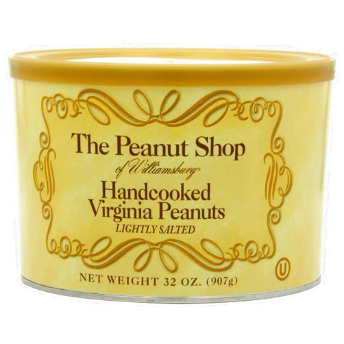 The Peanut Shop of Williamsburg Handcooked Lightly Salted Virginia Peanuts, 32-Ounce Tins (Pack of 2)