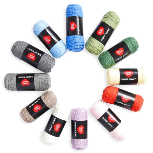Red Heart Super Saver Yarn Super Craft Kit Pastels, with 12 Pack of 50g/1.7 oz. 4 Medium Worsted Yarn for Knitting & Crocheting, 12 Colors, Perfect for Chunky Sweaters, Blankets, Amigurumi