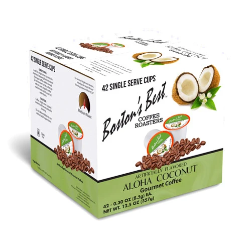Bostons Best Boston’s Best - Aloha Coconut Flavored Delicious Gourmet Coffee Compatible with Keurig Coffee Maker, 1 Count (42 Single Serve Cups)