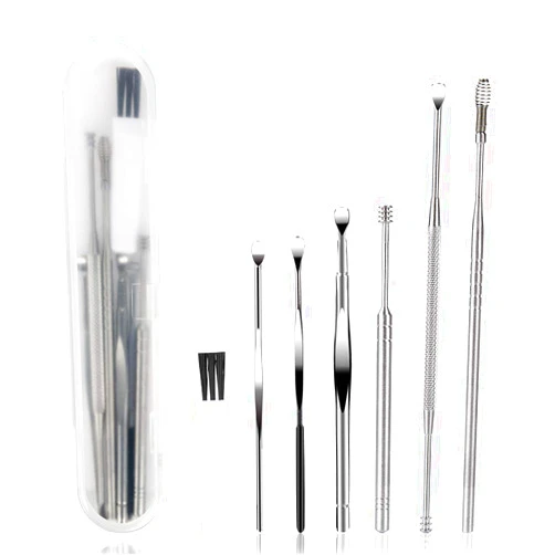 BetyBedy 7 Pcs Ear Pick Earwax Removal Kit, BetyBedy Ear Cleansing Tool Set, Ear Curette Ear Wax Remover Tool with Cleaning Brush and Storage Box, Sliver