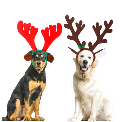 BWOGUE Dog Christmas Elk Reindeer Antlers Headbands Set Pet Christmas Costume Accessories Headwear for Medium Large Dogs