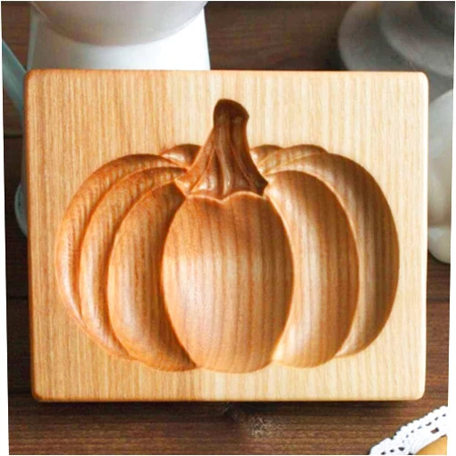 Lmaray Wooden Cookie Molds, Wooden Cookie Cutter Baking Mold Carved Biscuit Cutter Embossing Mold Cookie Presses Stamps Gingerbread Cookie Mold for Cookies DIY Handmade Biscuits (Pumpkin 10X8CM)