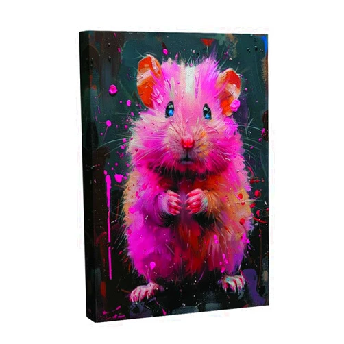 KoiDecor Hamster Pink Design 2 Wall Art Canvas Print Home Decor Pictures Poster for Bedroom Living Room Bathroom Office Ready to Hang, Full(24x32in)