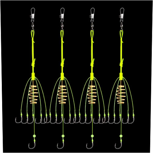 Dyxssm Fishing Feeder Carp Fishing Hooks with Fishing Spring Carp Feeder (Pack of 4)
