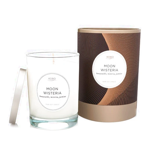 KOBO Moon Wisteria Candle (11 oz) | 100% Pure Soy Candle | All Natural Scented Candle, Hand-Poured in USA | 80 Hour Long Burning Candles | Scented Candles for Home