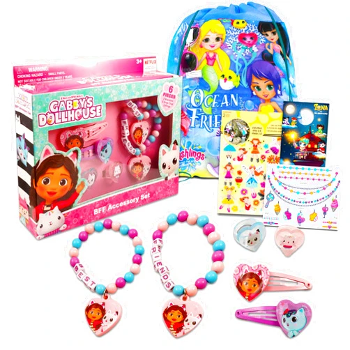 DreamWorks Gabby's Dollhouse Dress Up Accessories Set - Bundle with Bracelets, Hair Clips, Stickers, Tattoos, and More | Gabby's Dollhouse Accessories for Girls