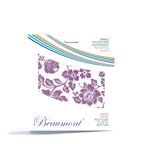 Beaumont Musical Polishing & Cleaning Patterned Damson Lace Instruments Trumpet Clarinet Sax Flute Recycled Microfibre Cleaning Cloth Brass Silver 25 x 25cm (BFC-DL)