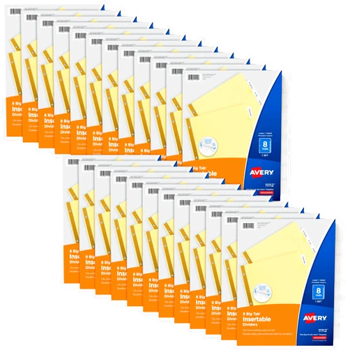 Avery Big Tab Insertable Dividers for 3 Ring Binders, 8-Tab Set, Buff Paper, Clear Tabs, 48 Sets of 11112 (11115)