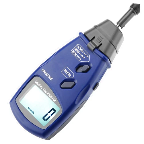 Agatige SM6236E Digital Tachometer, Laser/Contact Photo Tachometer 5 Digits 18 mm RPM Tach LCD Rotation Meter Gauge Tester Industrial Tachometers