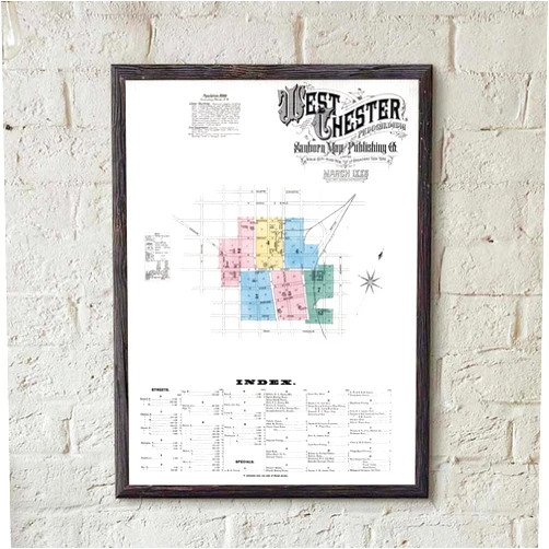 MG Global Print Poster of Old 1886 town of west chester pennsylvania | 11x17 12x18 16x24 24x36 Unframed Historical Wall Art for Gift | Vintage Antique Rustic Home Office Decor