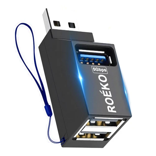 ROÉKO USB HUB, USB 3.0 Hub Adapter with Multi USB Port, 3-in-1 Converter Adapter Charging & High Speed Data Transfer for Printer, Mobile HDD, USB Keyboard (Black 3 Port)