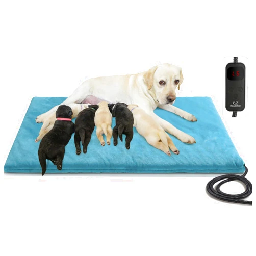 Clawsable Super Large Size Pet Heating Pad Electric Heating Pad for Dogs, Waterproof Dog Cat Heated Bed Pad, Adjustable Warming Mat with 6 Temperature & 5 Timers Set Auto Off Anti-Chew Cord