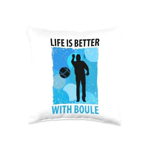 Boule Boccia Petanque Designs und Sprüche Boule Boulesports Boccia Petanque Player Botcha Throw Pillow, 16x16, Multicolor