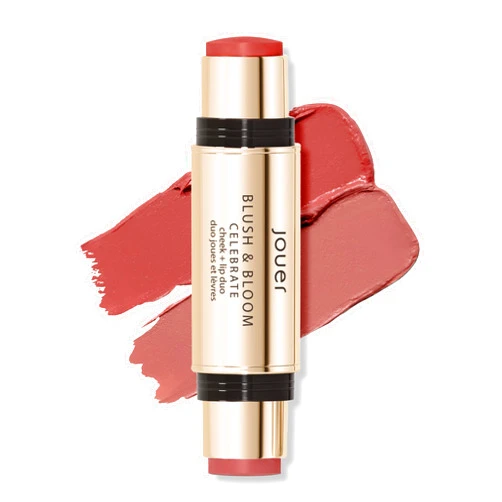 Jouer Blush & Bloom Cheek + Lip Duo - Hydrating Cream Blush Stick for Lip and Cheek Tint - Moisturizing Rose Hip and Squalane Oil Formula, Celebrate